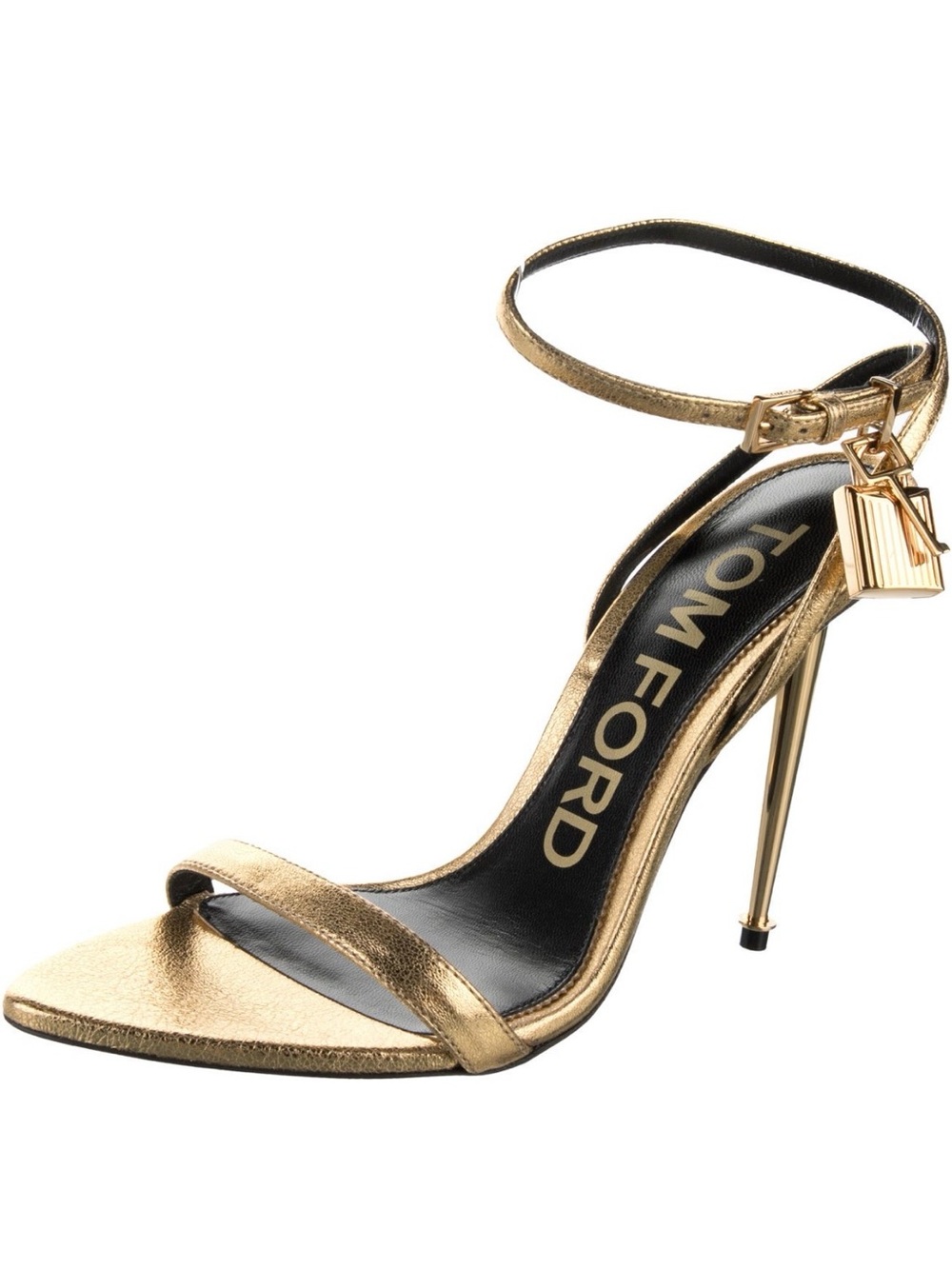 Tom Ford Metallic Gold Strappy Stiletto Sandals - Picture 2 of 3